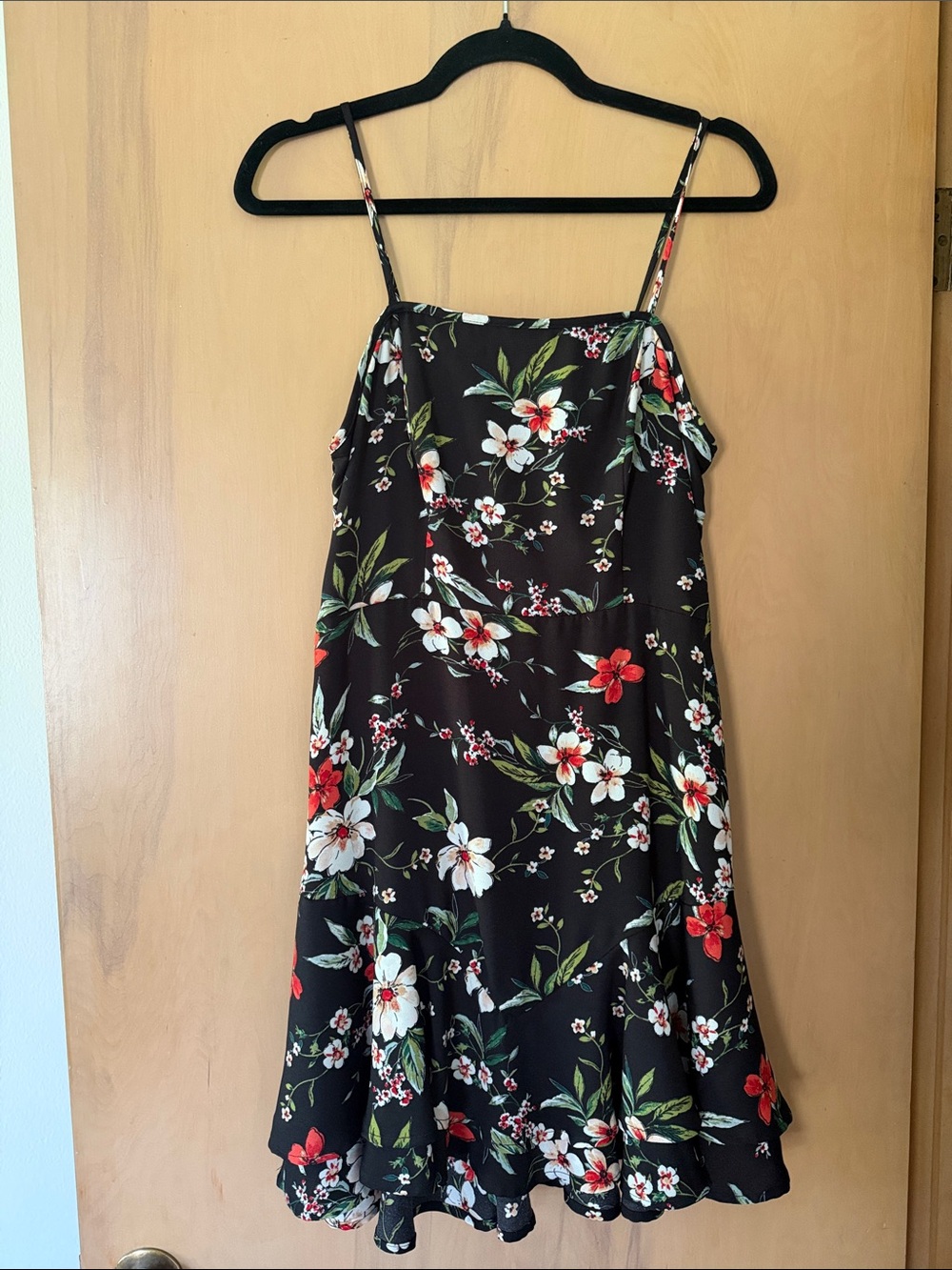 Target Black Floral A-Line Spaghetti-Strap Dress